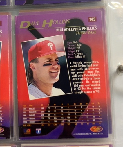 1994 Sportflics #145 Dave Hollins — front