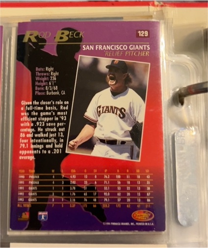 1994 Fleer #129 Rod Beck — front