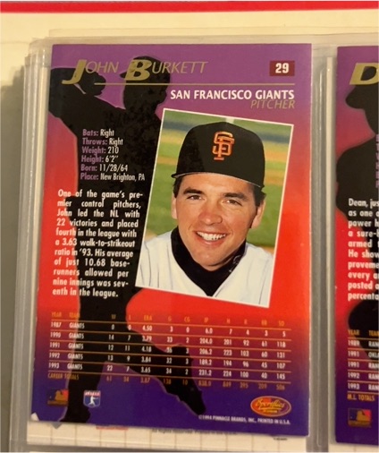 1994 Pinnacle Sportflics 2000 #29 John Burkett — front