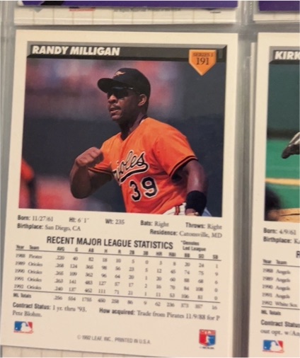 1993 Donruss #191 Randy Milligan — front