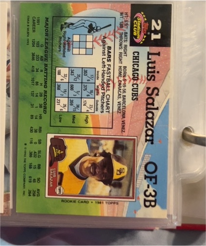 1992 Topps Stadium Club #21 Luis Salazar — front