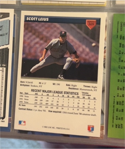 1993 Donruss #369 Scott Leius — front