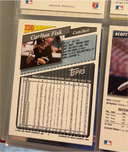 1993 Topps #230 Carlton Fisk — front