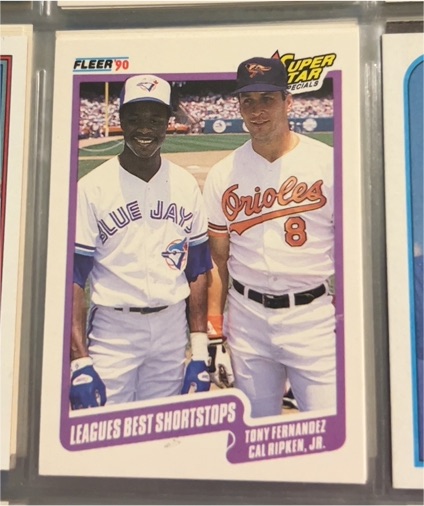 1990 Fleer #634 Tony Fernandez / Cal Ripken Jr. — front