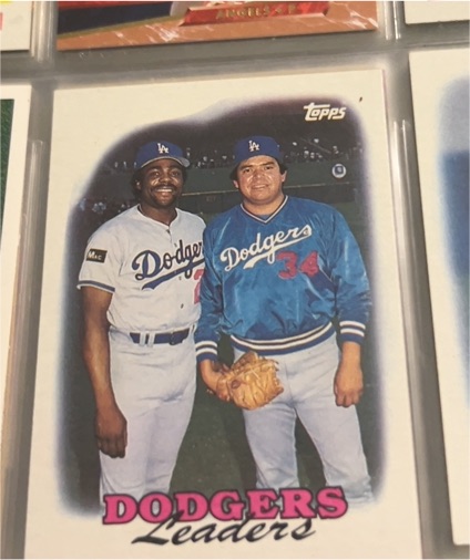 1988 Topps #489 Dodgers Leaders Fernando Valenzuela / Pedro Guerrero — front