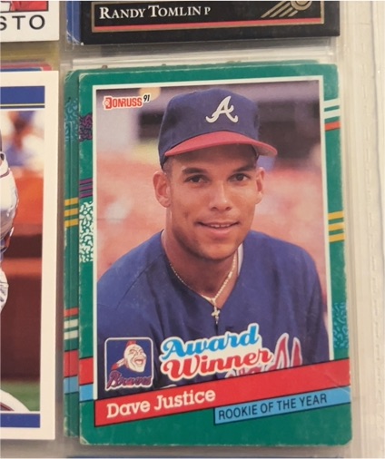 1991 Donruss #683 Dave Justice Rookie of the Year Award Winner — front