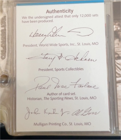 Authenticity Card Signed by Paul MacFarlane and others — front