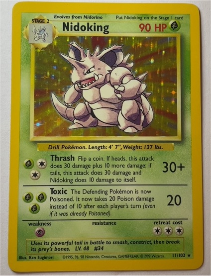 1999 Pokémon Base Set #11 Nidoking — front