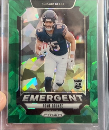 2024 Panini Prizm #11 Rome Odunze Emergent Green Ice Prizm Rookie — front