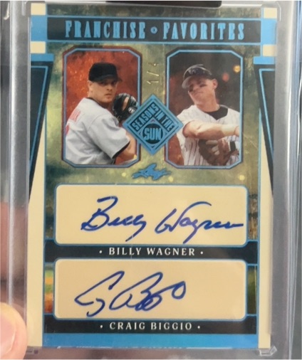 2025 Leaf Seasons In The Sun Franchise Favorites #FFA-3 Billy Wagner Craig Biggio Dual Auto — front