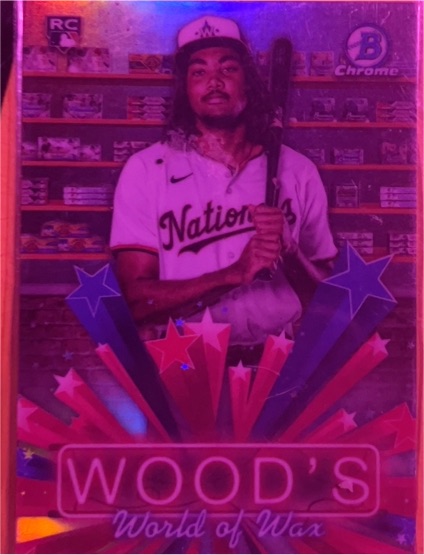 2025 Bowman Chrome #HS-5 James Wood Wood's World of Wax Hobby Stars RC Rookie — front