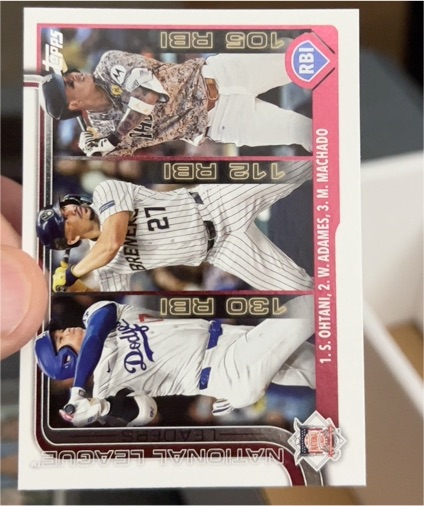 2025 Topps Series 1 #86 National League RBI Leaders Shohei Ohtani, Willy Adames, Manny Machado — front