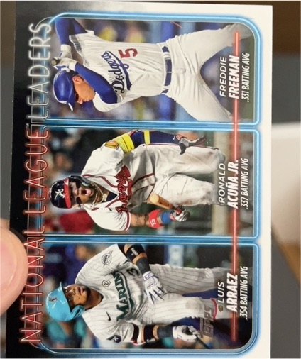 2024 Topps #206 Luis Arraez / Ronald Acuña Jr. / Freddie Freeman — front