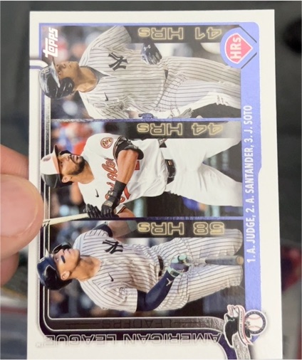 2025 Topps Series 1 #79 Aaron Judge / Anthony Santander / Juan Soto AL Home Run Leaders — front