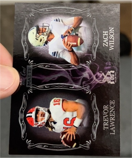 2021 Wild Card Matte Dueling Guns #MDG-7 Trevor Lawrence Zach Wilson — front