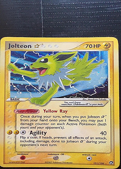 2007 Pokemon EX Power Keepers #101 Jolteon Gold Star — front