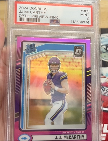 2024 Donruss Optic Preview-Pink #303 J.J. McCarthy — front