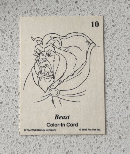 1992 Pro Set Beauty and the Beast #10 Beast Color-In Card — front