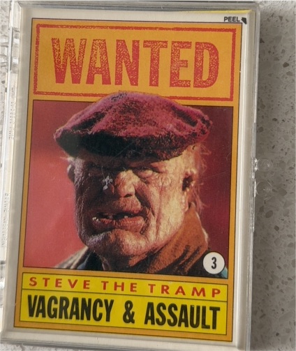 1990 Topps Dick Tracy Sticker #3 Steve the Tramp Vagrancy & Assault — front