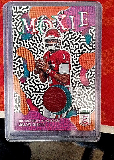 2023 Panini Chronicles Donruss Elite Draft Picks Jalen Hurts Moxie Jersey Patch #EM-JH — front