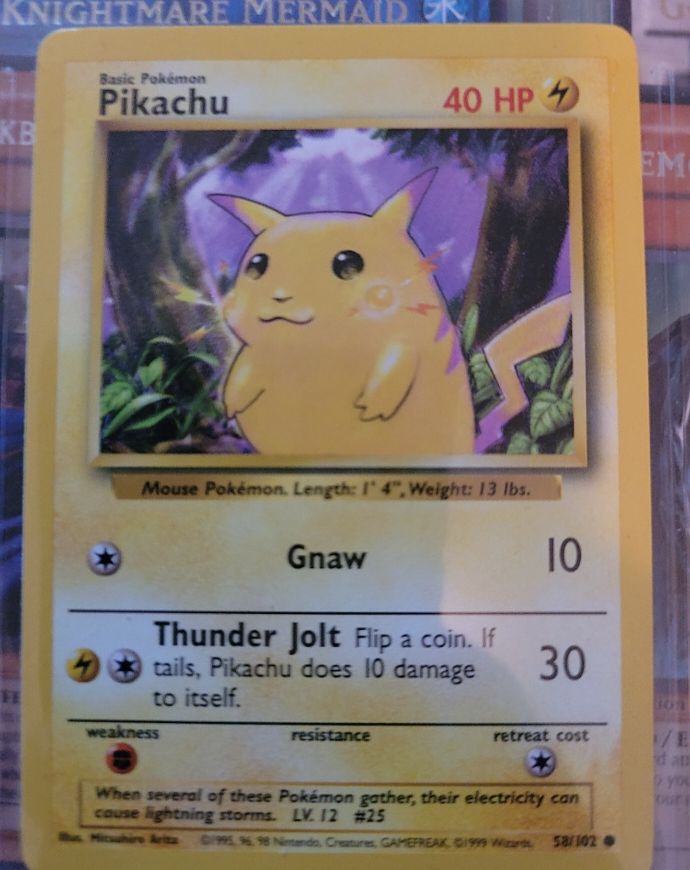 1999 Pokémon Base Set #58 Pikachu — front