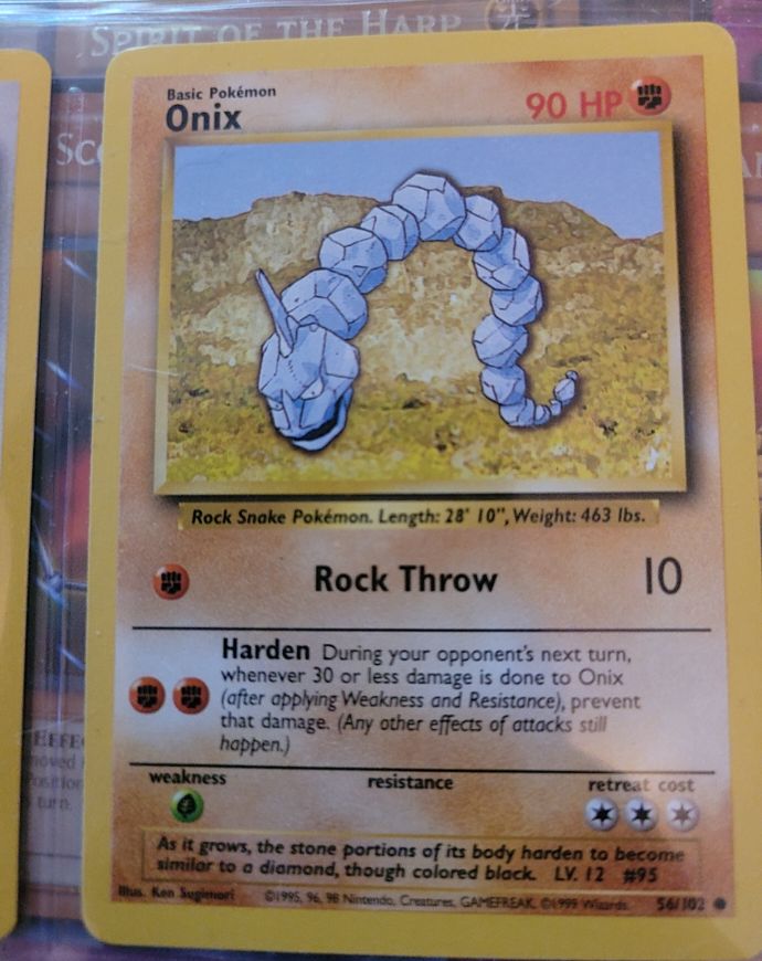1999 Pokémon Base Set #56 Onix — front
