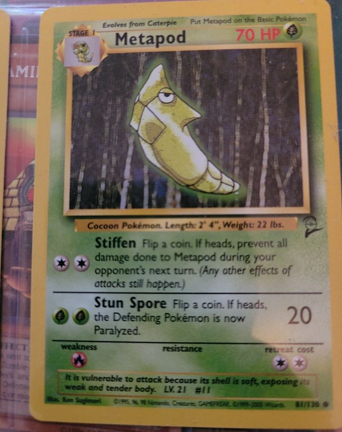 1999 Pokémon #54 Metapod — front
