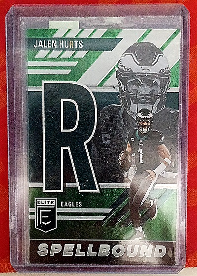 2023 Donruss Elite #SB-JH3 Jalen Hurts Spellbound Green Parallel R — front