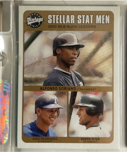 2003 Upper Deck Vintage Stellar Stat Men #Alfonso Soriano / Alex Rodriguez / Derek Jeter — front