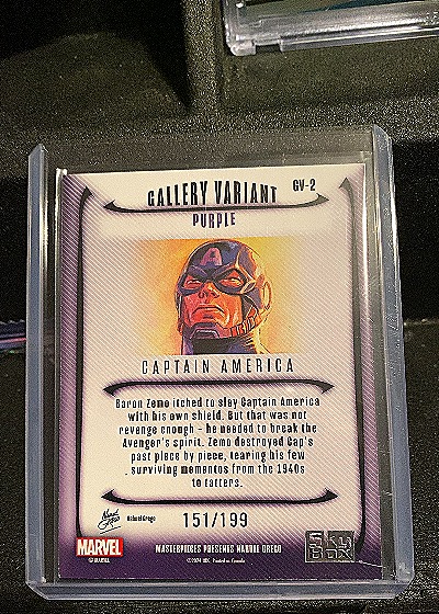 1994 SkyBox Masterpieces Gallery Variant GV-2 Captain America Purple — front