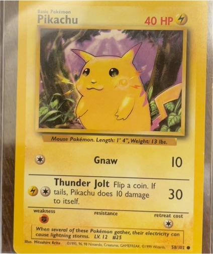 1999 Pokémon Base Set #58 Pikachu — front