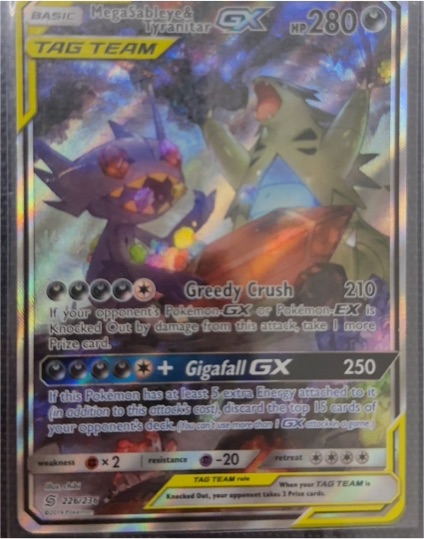 2019 Pokémon Sun & Moon #160 Mega Sableye & Tyranitar GX — front