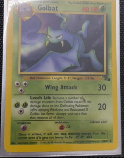 1999 Pokémon Fossil #34 Golbat — front