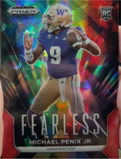 2024 Panini Prizm Draft Picks #F-MPJ Michael Penix Jr. Fearless Red Ice — front