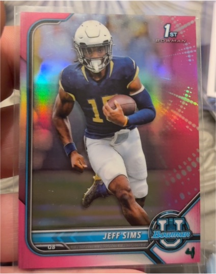 2021-22 Bowman University #44 Jeff Sims Chrome Pink — front