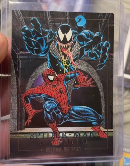 1992 Marvel Masterpieces #4-D Spider-Man vs Venom — front