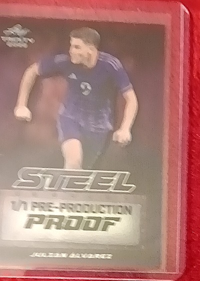2022 Leaf Trinity Steel 1/1 Pre-Production Proof Julián Álvarez — front