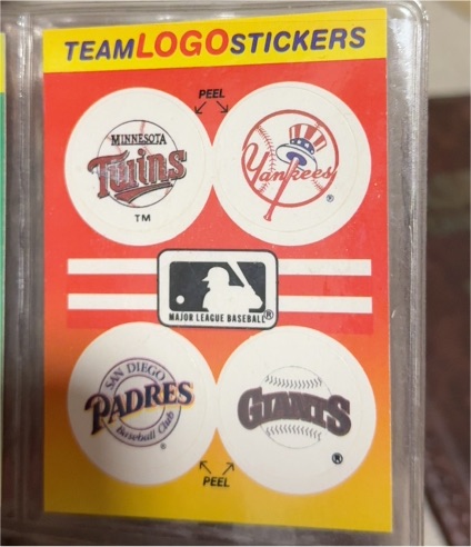 1991 Fleer #NNO Team Logo Stickers Twins Yankees Padres Giants — front