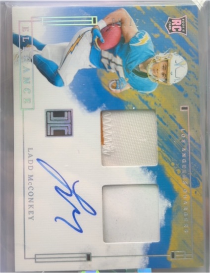 2024 Panini Impeccable Elegance Rookie Helmet and Patch Autos Ladd McConkey — front