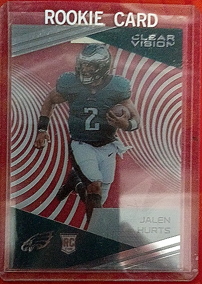2020 Panini Chronicles #CV-22 Jalen Hurts Clear Vision Rookie Card — front