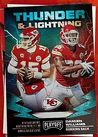 2019 Panini Playoff #14 Patrick Mahomes II & Damien Williams Thunder & Lightning — front