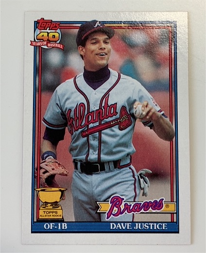 1991 Topps #329 Dave Justice — front