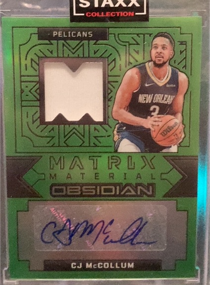 2023-24 Panini Obsidian Matrix Material Autographs #13 CJ McCollum — front