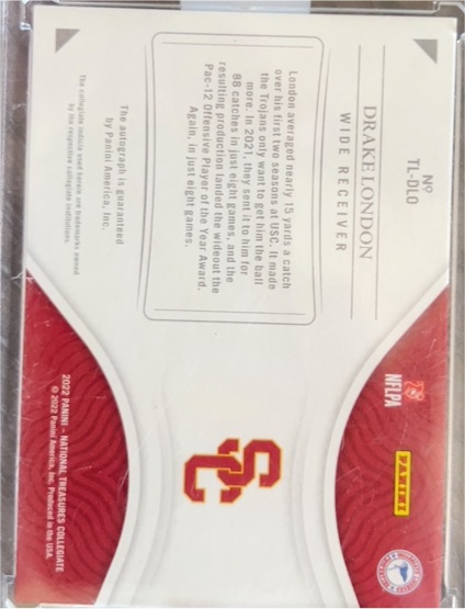2022 Panini National Treasures Collegiate #TL-DLO Drake London — front