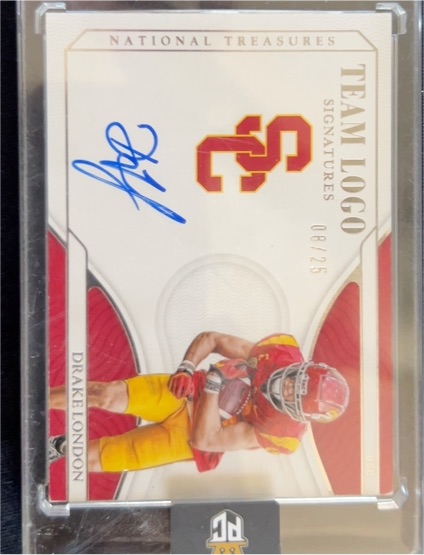 2022 Panini National Treasures Team Logo Signatures #Drake London — front