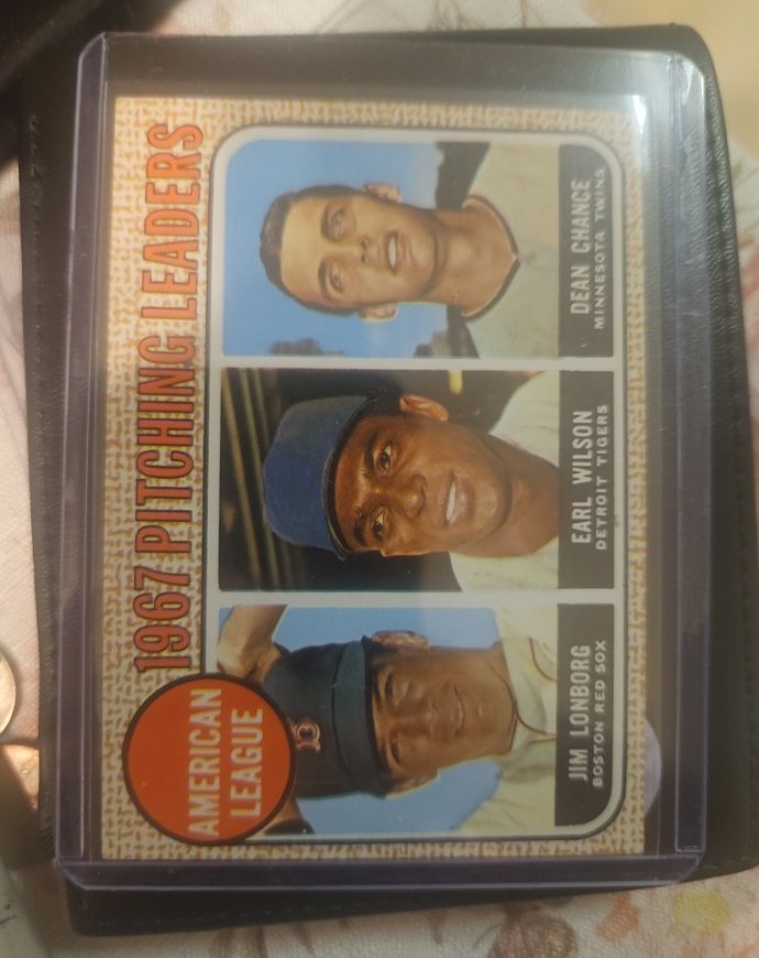 1968 Topps #1967 Pitching Leaders Dean Chance Earl Wilson Jim Lonborg — front