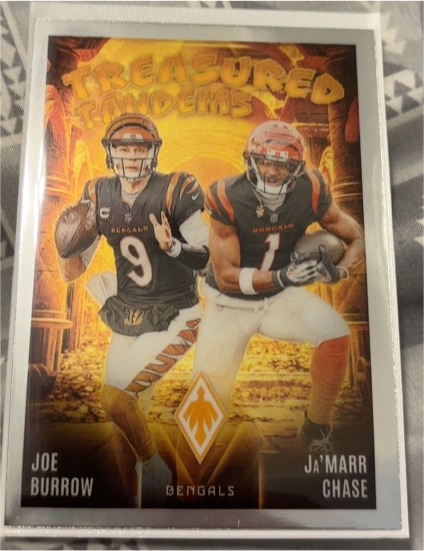 2021 Panini Treasured Tandems #TT-JBJC Joe Burrow & Ja'Marr Chase — front
