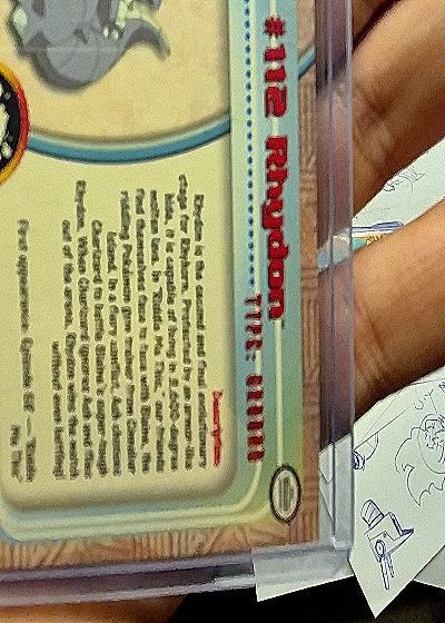 1999 Pokémon #112 Rhydon — back