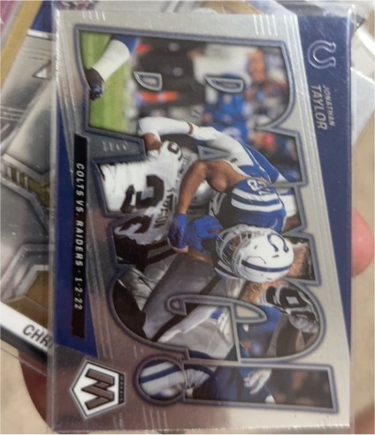 2022 Panini Mosaic Shaquille Taylor Colts vs Raiders 1-2-22 — front