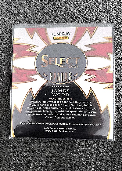 2024 Panini Select Sparks #SPK-JW James Wood — back